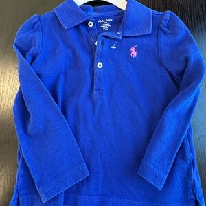 Ralph Lauren Kids Polo in Blue with Pink Logo